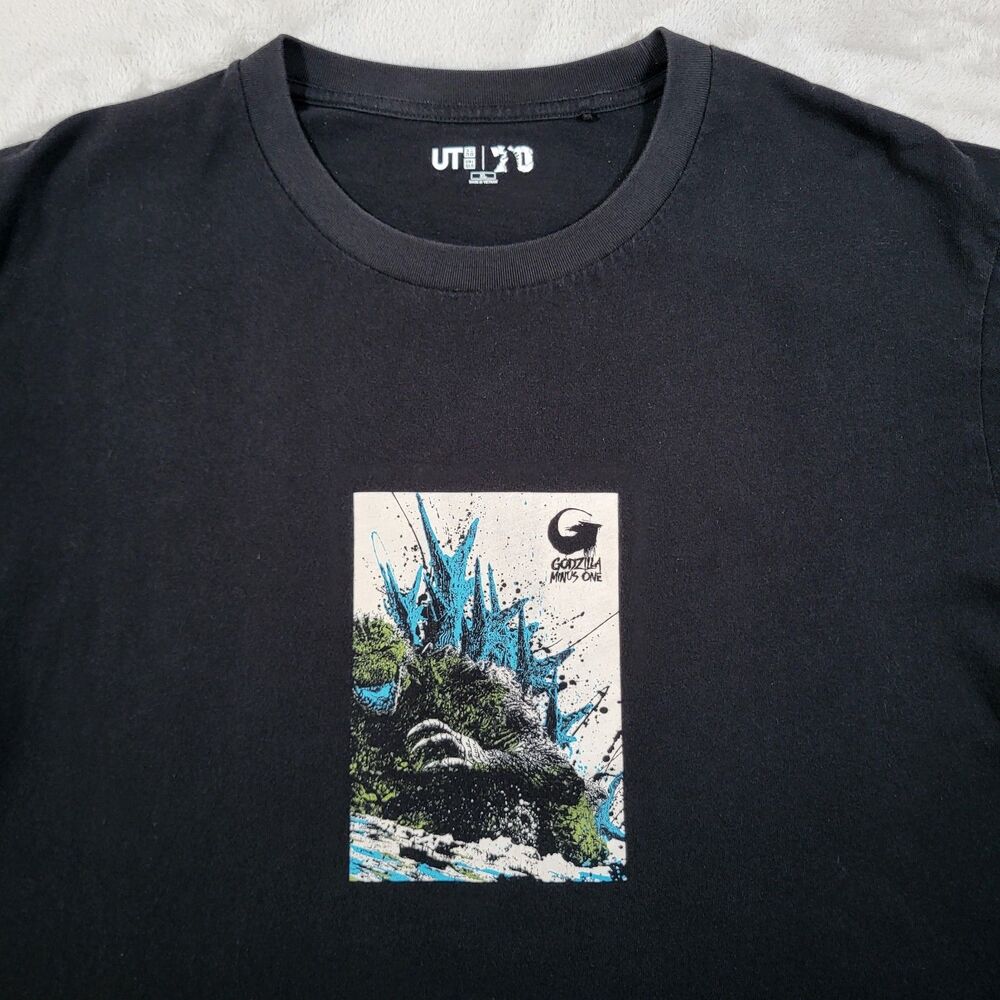 Uniqlo Godzilla Minus One Shirt Mens XL Black 70th Anniversary Double Sided UT